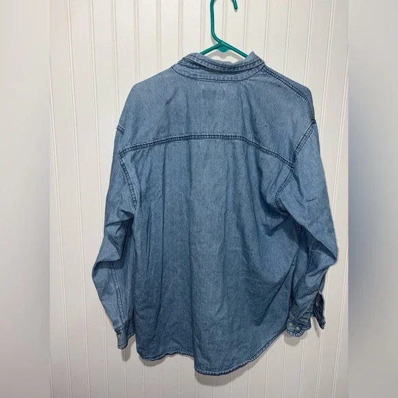 Vintage Faded Glory Denim Shirt with Sunflower Patches| Size Large - Picture 5 of 5